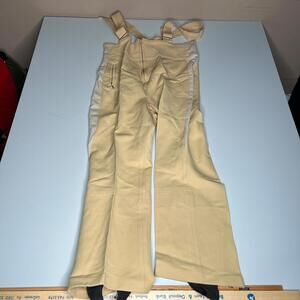 Vintage 70s White Stag Beige Ski Bib Pants Metal Suspenders Snow Pants Retro